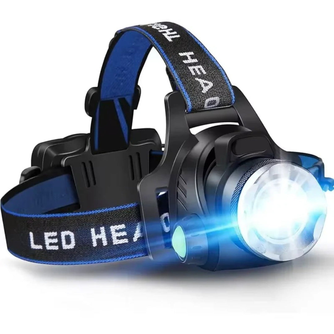 Lampe frontale étanche LED, puissante et rechargeable, avec faisceau lumineux réglable pour aventures nocturnes.