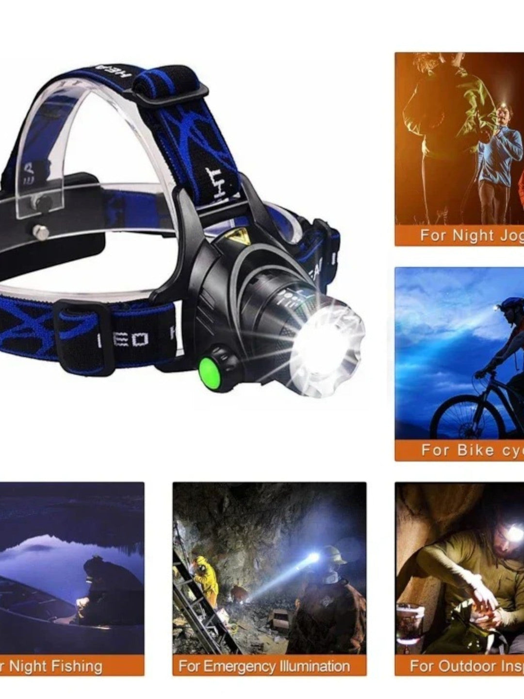 Lampe frontale étanche LED, puissante et rechargeable, avec faisceau lumineux réglable pour aventures nocturnes.