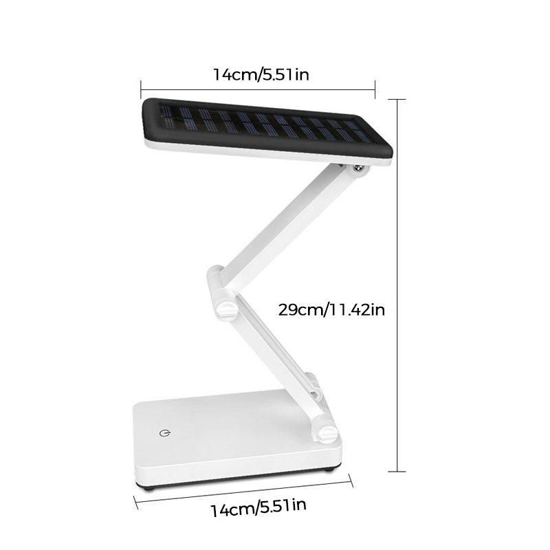 Lampe LED pliable rechargeable solaire, design compact, coloris Blanc, Rose, Vert pour intérieur et extérieur.