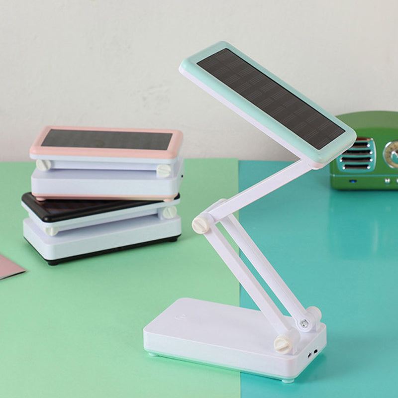 Lampe LED pliable rechargeable solaire, design compact, coloris Blanc, Rose, Vert pour intérieur et extérieur.