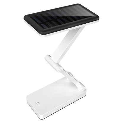 Lampe LED pliable rechargeable solaire, design compact, coloris Blanc, Rose, Vert pour intérieur et extérieur.