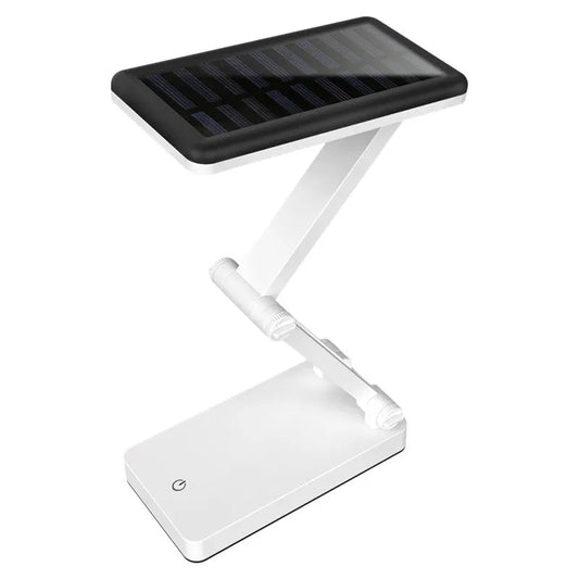 Lampe LED pliable rechargeable solaire, design compact, coloris Blanc, Rose, Vert pour intérieur et extérieur.