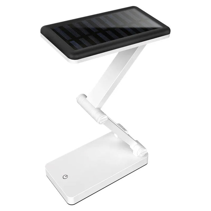 Lampe LED pliable rechargeable solaire, design compact, coloris Blanc, Rose, Vert pour intérieur et extérieur.