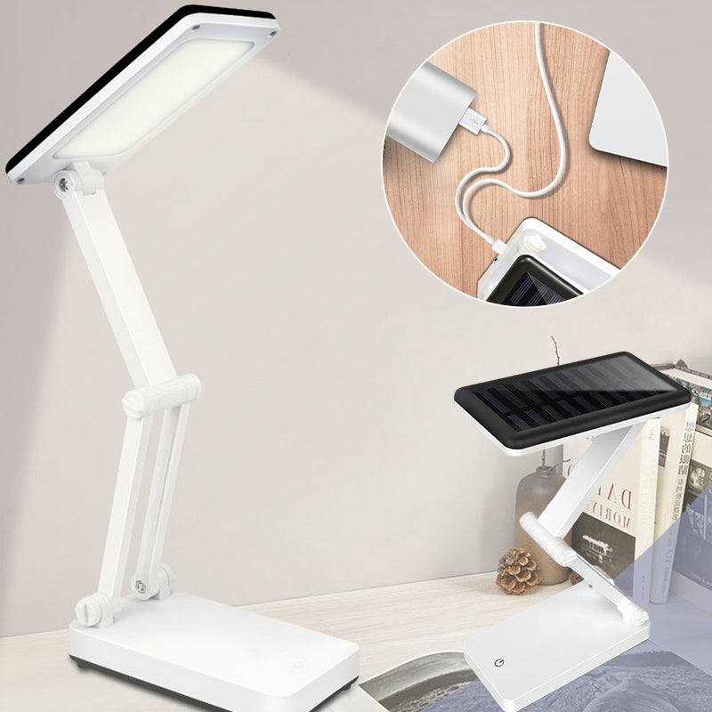 Lampe LED pliable rechargeable solaire, design compact, coloris Blanc, Rose, Vert pour intérieur et extérieur.