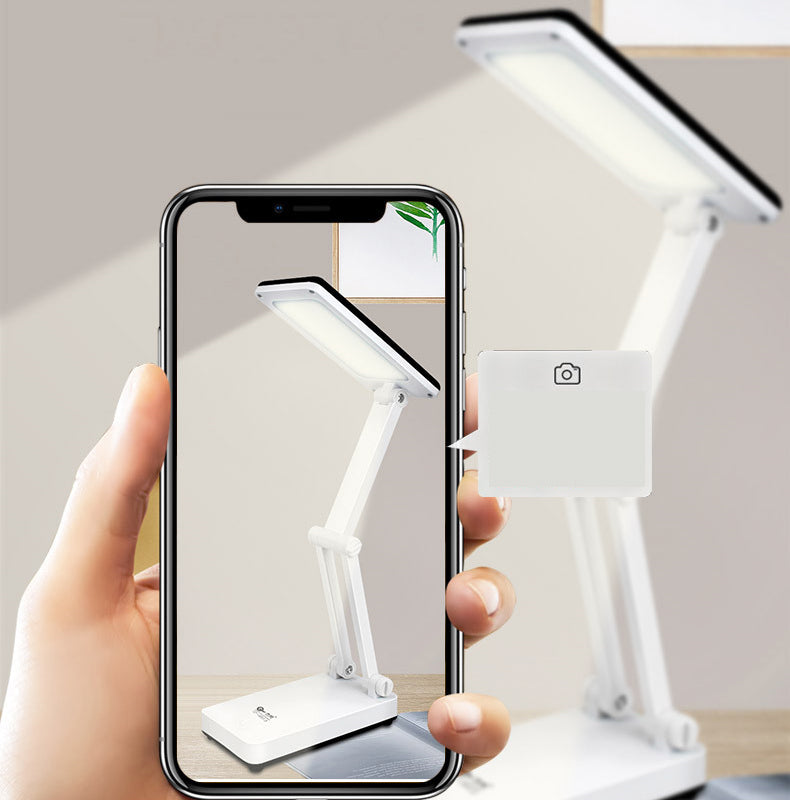 Lampe LED pliable rechargeable solaire, design compact, coloris Blanc, Rose, Vert pour intérieur et extérieur.