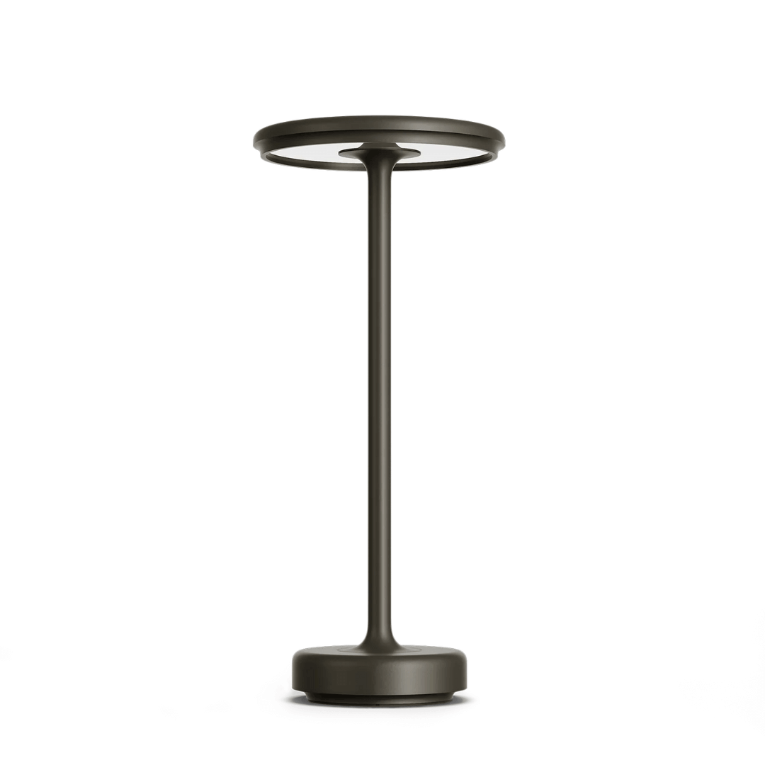 "Lampe LED sans fil rechargeable, design moderne minimaliste, coloris or, éclairage élégant pour intérieur contemporain"