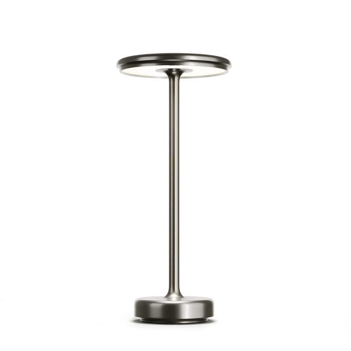 "Lampe LED sans fil rechargeable, design moderne minimaliste, coloris or, éclairage élégant pour intérieur contemporain"