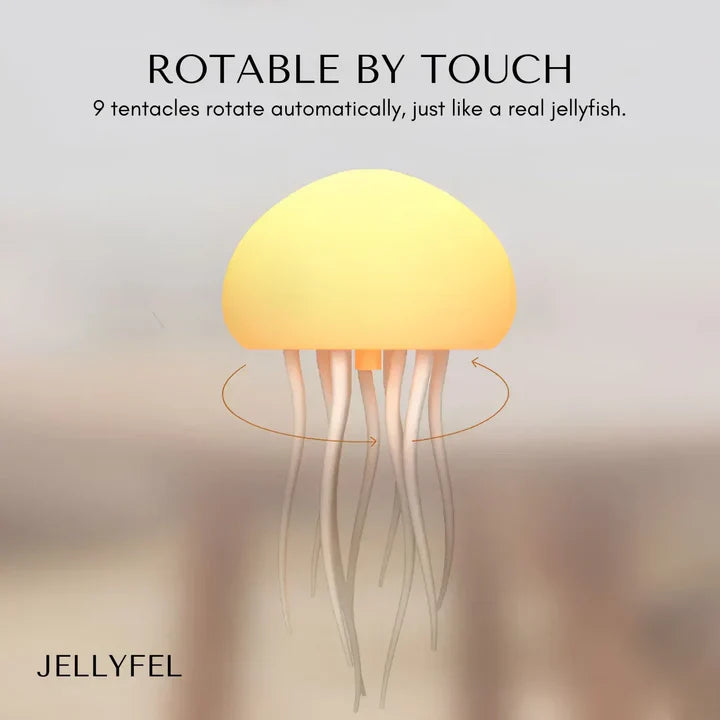 "Lampe méduse LED hypnotique avec couleurs changeantes, simulation mouvement fluide, ambiance relaxante, lumineuse."