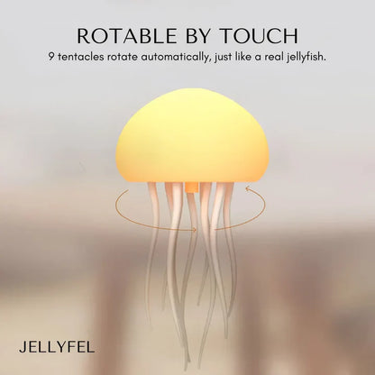 "Lampe méduse LED hypnotique avec couleurs changeantes, simulation mouvement fluide, ambiance relaxante, lumineuse."
