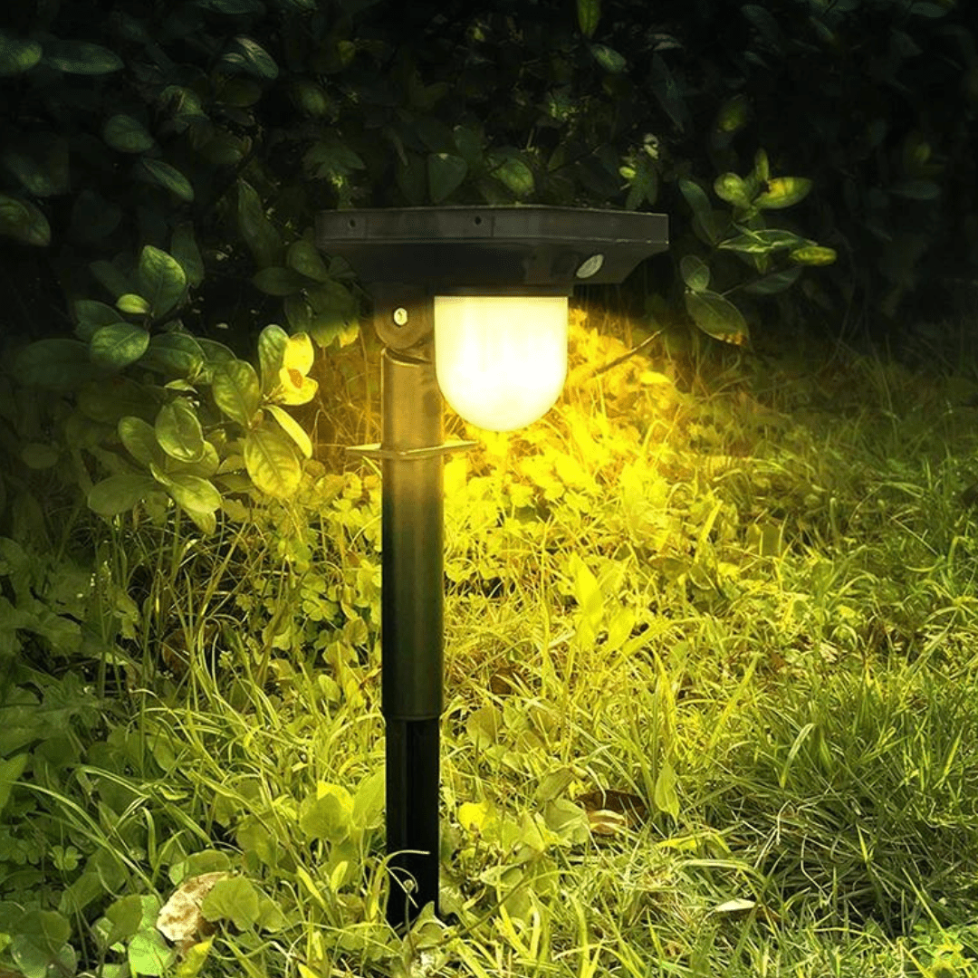 "Lampe solaire jardin, détecteur de mouvement, éclairage extérieur, économie d'énergie, résistante intempéries, design modern