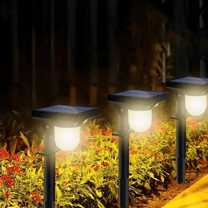 "Lampe solaire jardin, détecteur de mouvement, éclairage extérieur, économie d'énergie, résistante intempéries, design modern