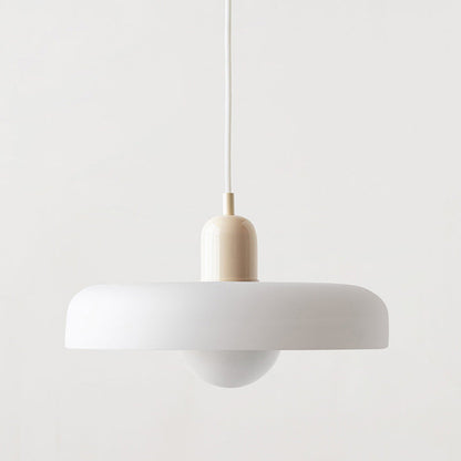 "Lampe suspendue moderne en verre, design Bauhaus, forme ronde élégante, lumière douce, idéale pour espace contemporain."