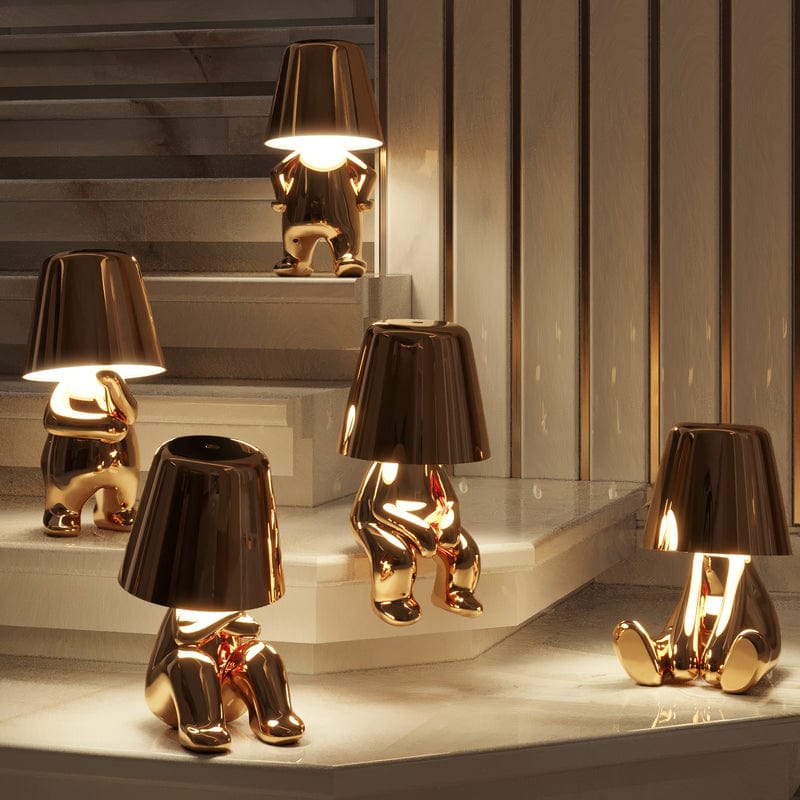 Lampe tactile élégante Mr. Gold, or brillant, réglage tactile, style moderne, ambiance chic.