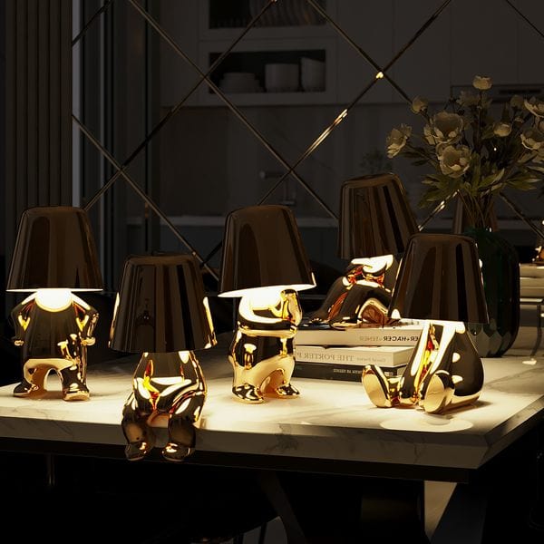 Lampe tactile élégante Mr. Gold, or brillant, réglage tactile, style moderne, ambiance chic.