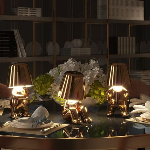 Lampe tactile élégante Mr. Gold, or brillant, réglage tactile, style moderne, ambiance chic.