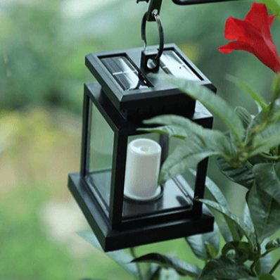"Lanterne solaire extérieure rétro IP44, métal bronze, éclairage LED, design vintage, idéal jardin."