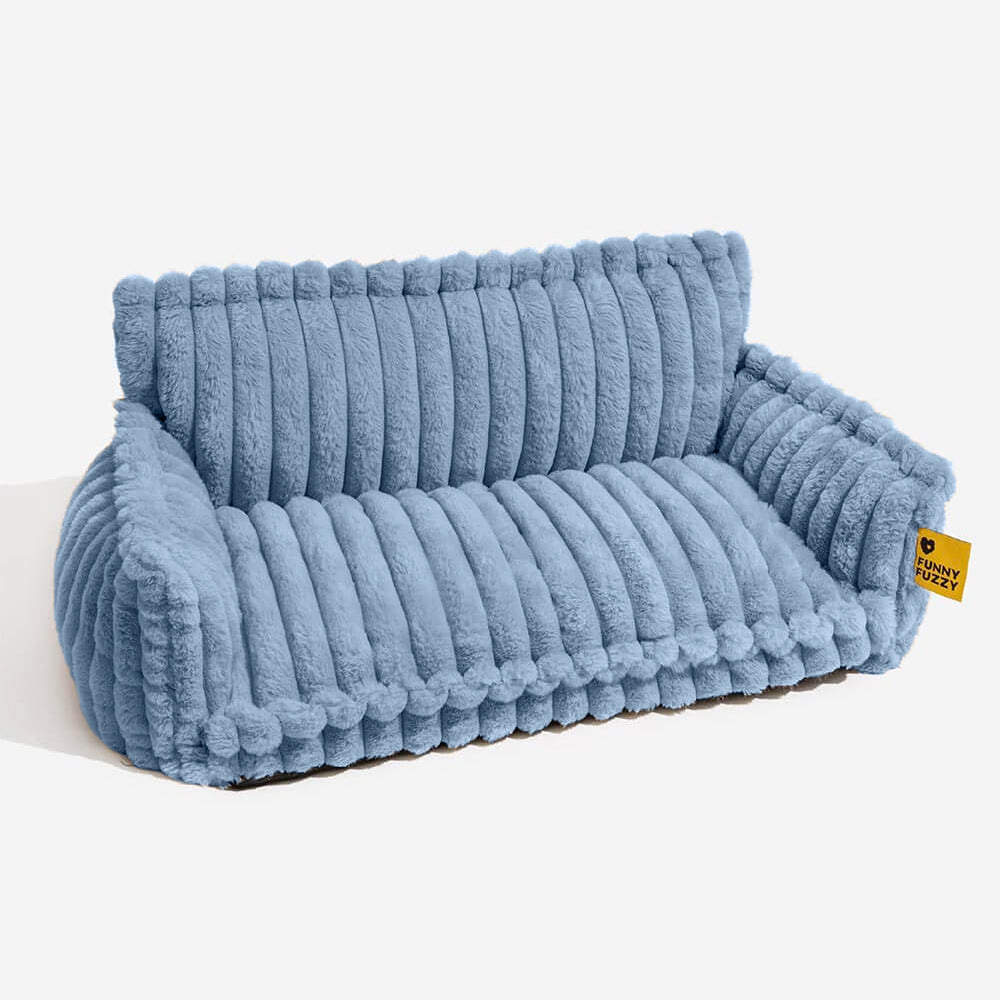 "Lit orthopédique pour chien ergonomique avec repose-tête, tissu imitation laine, soutien articulations, confort ultime."