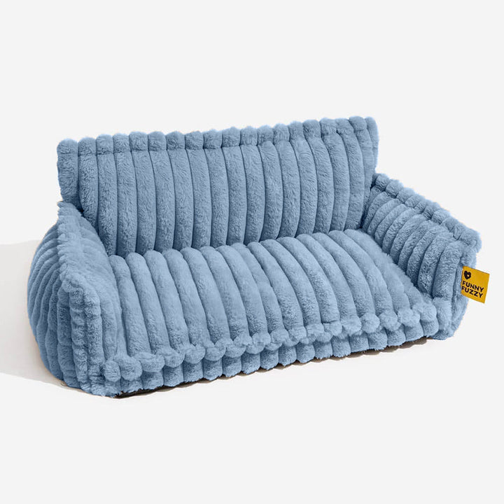 "Lit orthopédique pour chien ergonomique avec repose-tête, tissu imitation laine, soutien articulations, confort ultime."