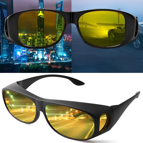 "Lunettes anti-éblouissement, verres orange, design léger pour conduite nocturne sereine et sécurité accrue."