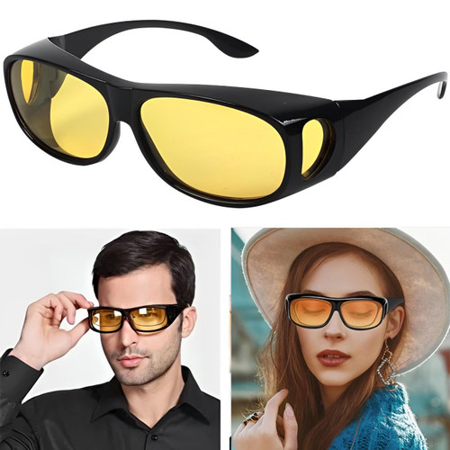 "Lunettes anti-éblouissement, verres orange, design léger pour conduite nocturne sereine et sécurité accrue."