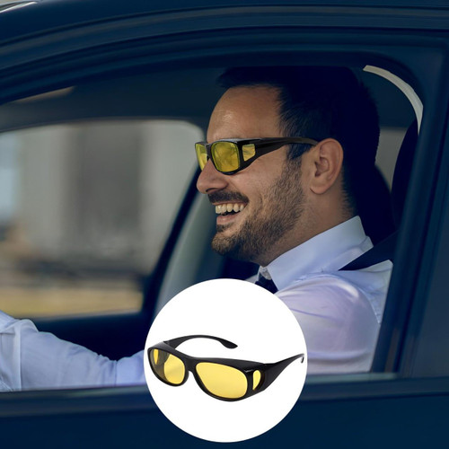 "Lunettes anti-éblouissement, verres orange, design léger pour conduite nocturne sereine et sécurité accrue."