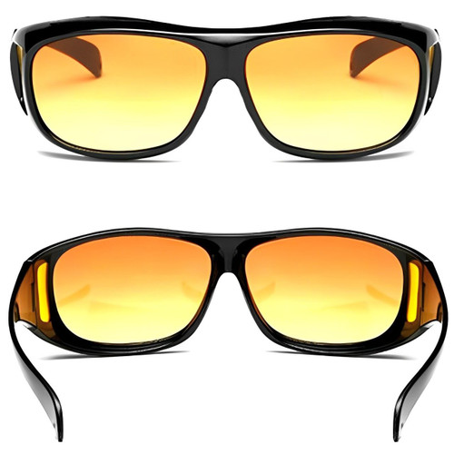 "Lunettes anti-éblouissement, verres orange, design léger pour conduite nocturne sereine et sécurité accrue."