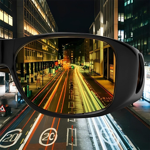 "Lunettes anti-éblouissement, verres orange, design léger pour conduite nocturne sereine et sécurité accrue."