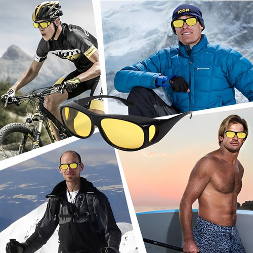 "Lunettes anti-éblouissement, verres orange, design léger pour conduite nocturne sereine et sécurité accrue."