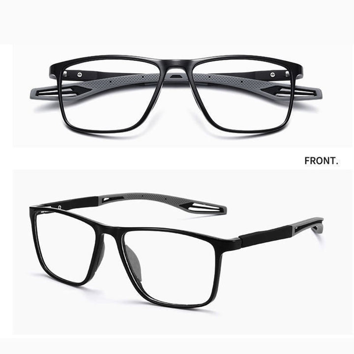 "Lunettes de lecture multifocales élégantes et légères, verres clairs, monture fine, pour vision de près et de loin."
