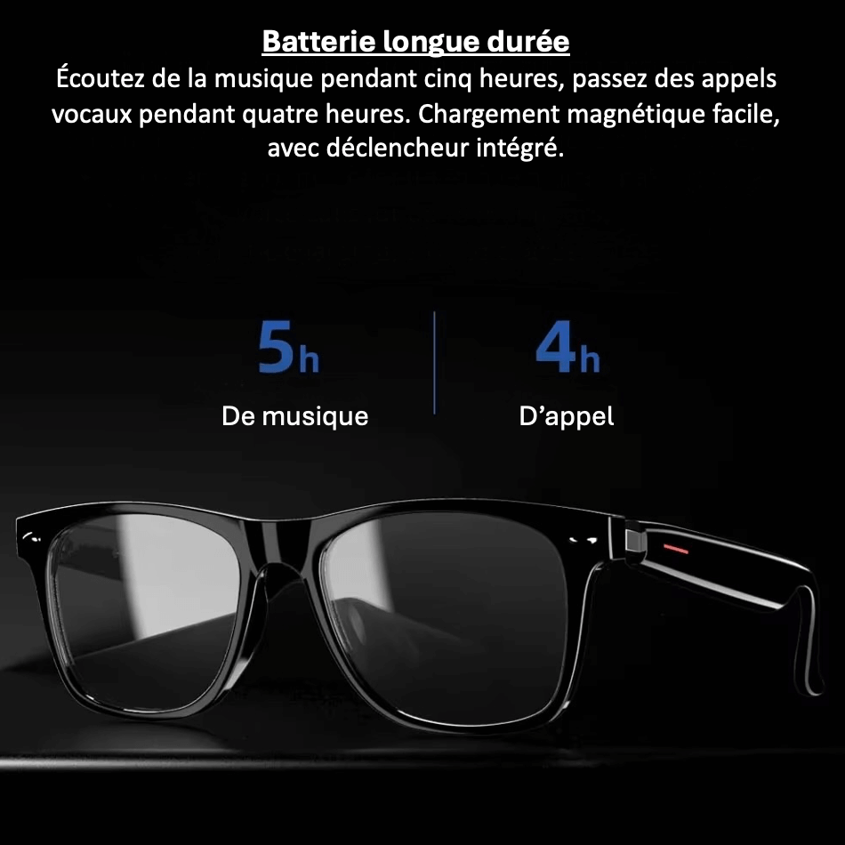 "Lunettes de soleil intelligentes Nortik, vue de face, avec caméra intégrée et fonctionnalités Bluetooth élégantes."