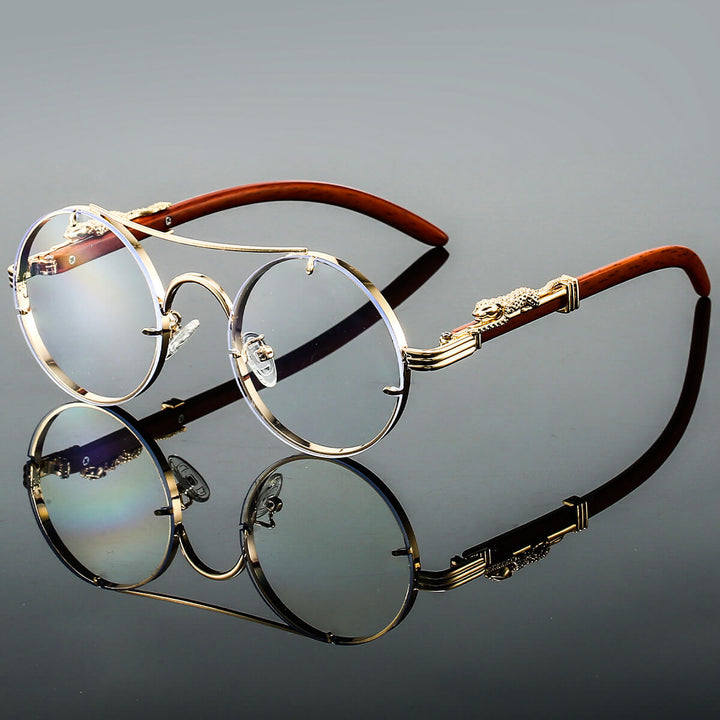 "Lunettes de soleil rétro en métal bleu pour hommes, monture chic, verres UV, accessoire estival élégant."