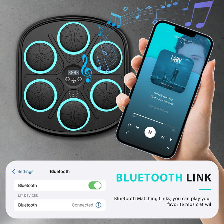 "Machine de boxe musicale blanche pour homme avec LED, neuf modes et installation facile, pour un entraînement immersif."