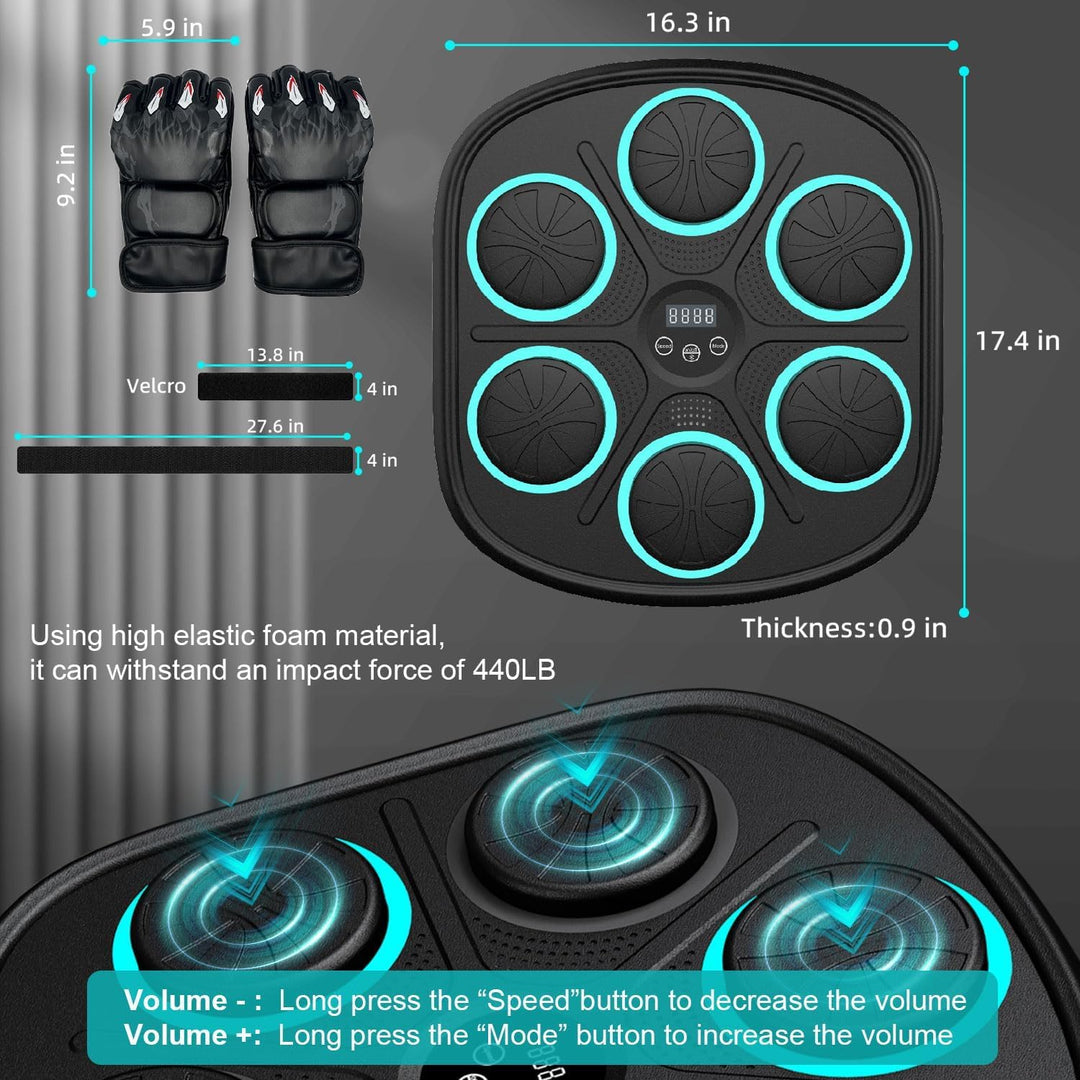 "Machine de boxe musicale blanche pour homme avec LED, neuf modes et installation facile, pour un entraînement immersif."