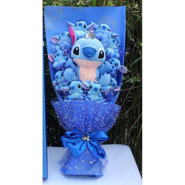 "Magnifique bouquet de peluches Stitch colorées, original et mignon pour un cadeau attendrissant et décoratif."
