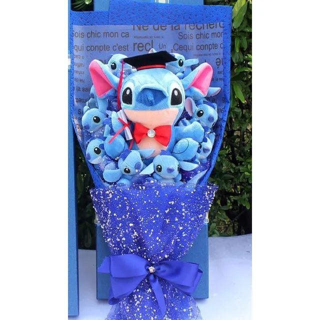 "Magnifique bouquet de peluches Stitch colorées, original et mignon pour un cadeau attendrissant et décoratif."