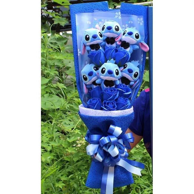 "Magnifique bouquet de peluches Stitch colorées, original et mignon pour un cadeau attendrissant et décoratif."