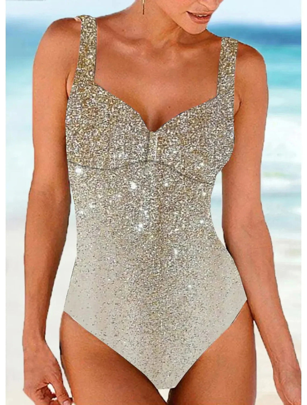 Maillot de bain push-up bleu profond pour femme, ajusté et élégant, rehausse la silhouette avec style et confort.