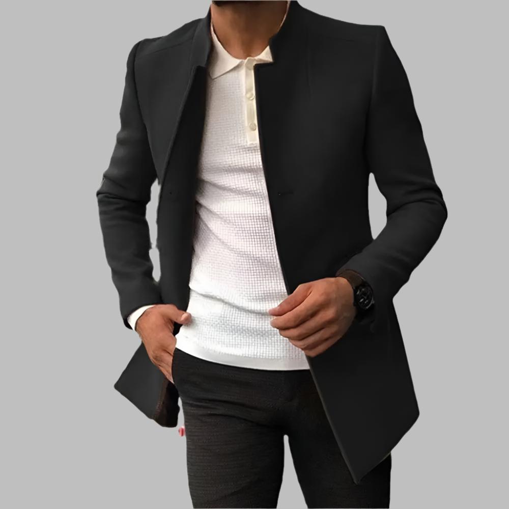 "Manteau homme élégant en laine bleu royal, coupe classique et moderne, parfait pour réunions et soirées, protection hiver."