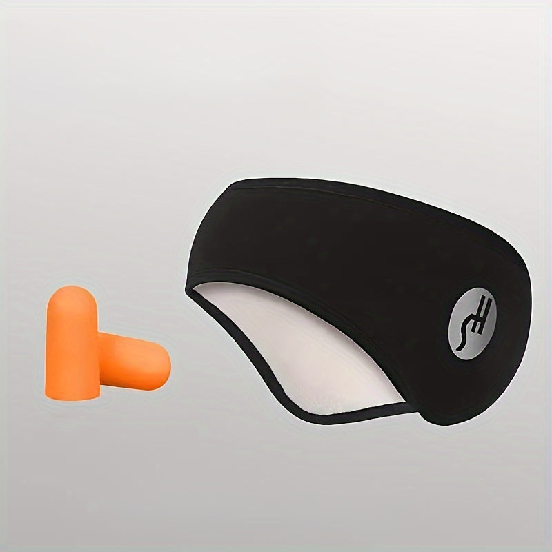 "Masque de sommeil coton avec cache-oreilles insonorisés, ajustable, absorbant lumière, pour un confort optimal."
