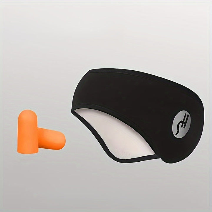 "Masque de sommeil coton avec cache-oreilles insonorisés, ajustable, absorbant lumière, pour un confort optimal."