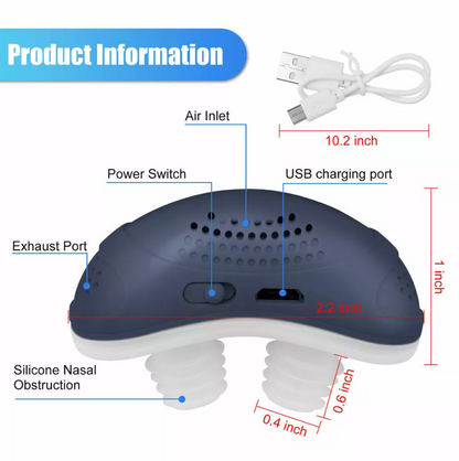 "Mini appareil CPAP anti-ronflement compact, sans masque, avec embouts souples en silicone pour un sommeil paisible."