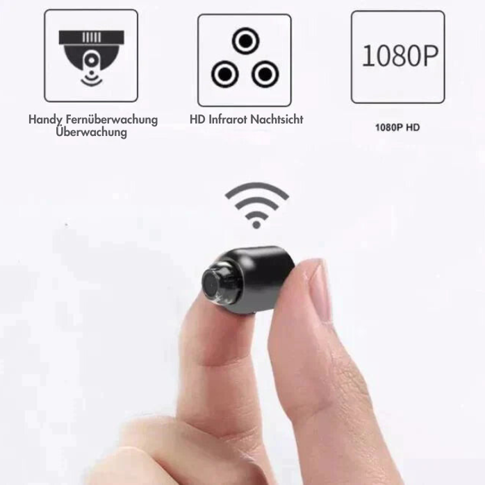 "Mini caméra espion HD, sans fil avec vision nocturne, design compact, idéale pour surveillance discrète à domicile ou bureau