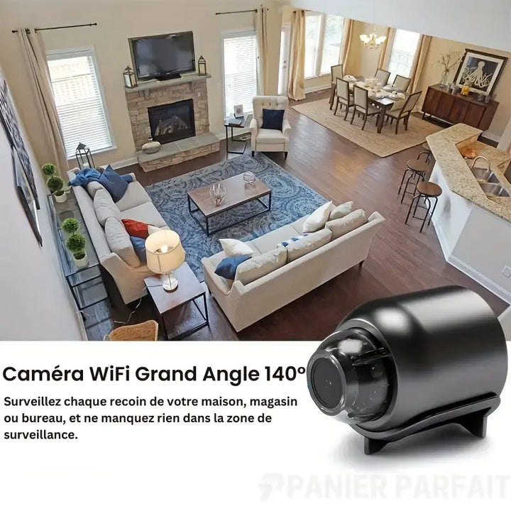 "Mini caméra espion sans fil, compacte, qualité HD, idéale pour surveillance discrète intérieure et extérieure."