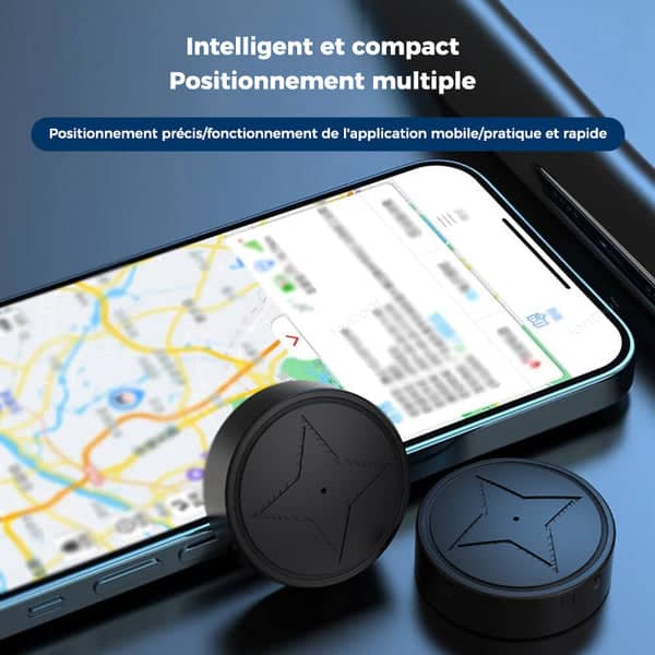 "Mini traqueur GPS magnétique compact, discret, fixation magnétique, localisation en temps réel, pour sécurité optimale."
