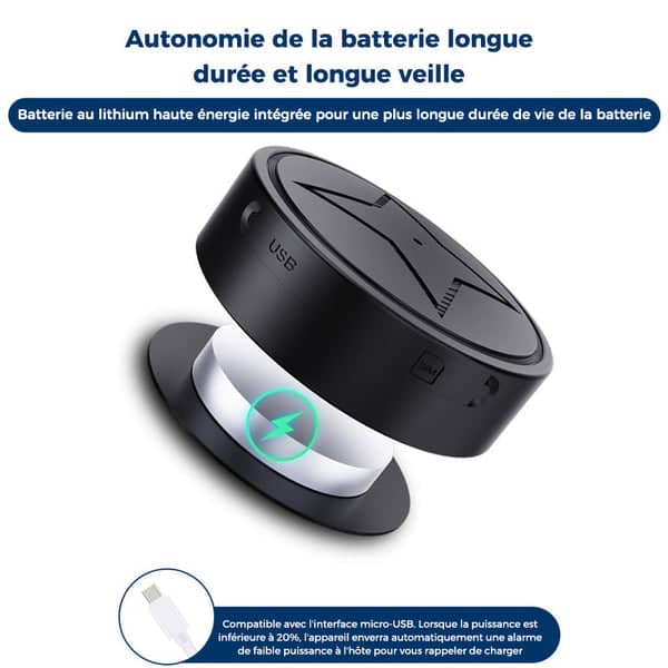 "Mini traqueur GPS magnétique compact, discret, fixation magnétique, localisation en temps réel, pour sécurité optimale."