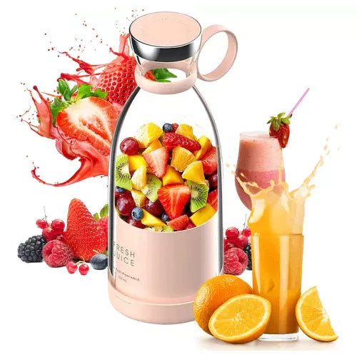 "Mixeur à smoothies portable compact avec récipient et bouchon, design moderne blanc sur fond blanc"