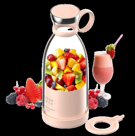 "Mixeur à smoothies portable compact avec récipient et bouchon, design moderne blanc sur fond blanc"