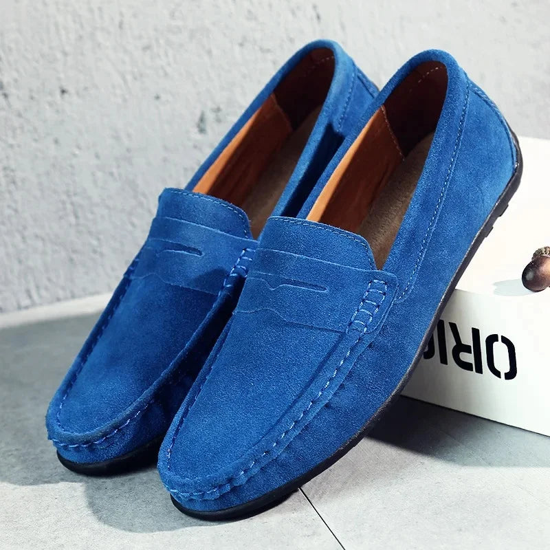 "Mocassins en daim confortables pour hommes, design élégant, différentes couleurs, semelle flexible, style adapté à toutes oc