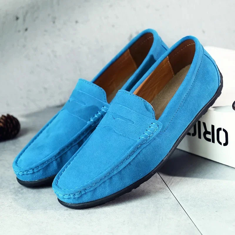 "Mocassins en daim confortables pour hommes, design élégant, différentes couleurs, semelle flexible, style adapté à toutes oc
