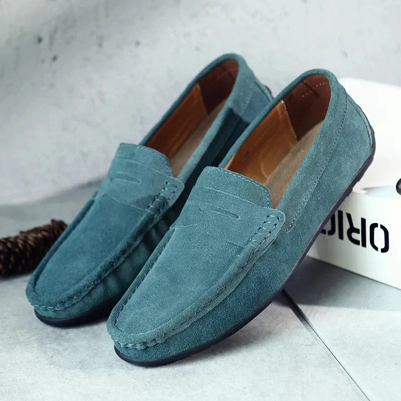 "Mocassins en daim confortables pour hommes, design élégant, différentes couleurs, semelle flexible, style adapté à toutes oc